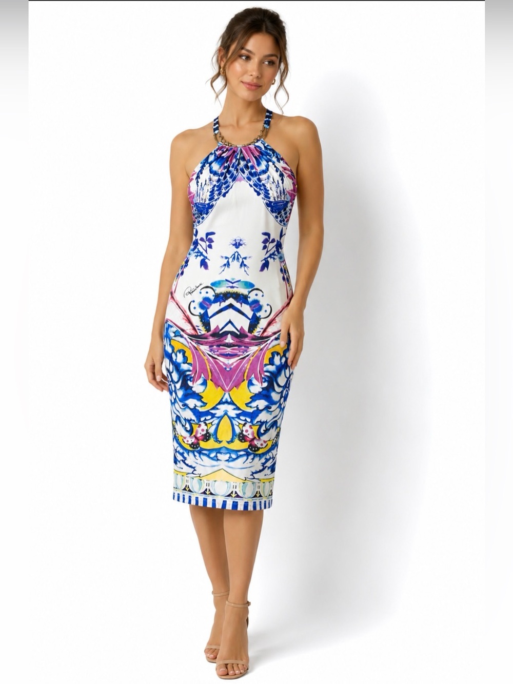 Roberto Cavalli Silk Halter Dress Made in Italy Size Small